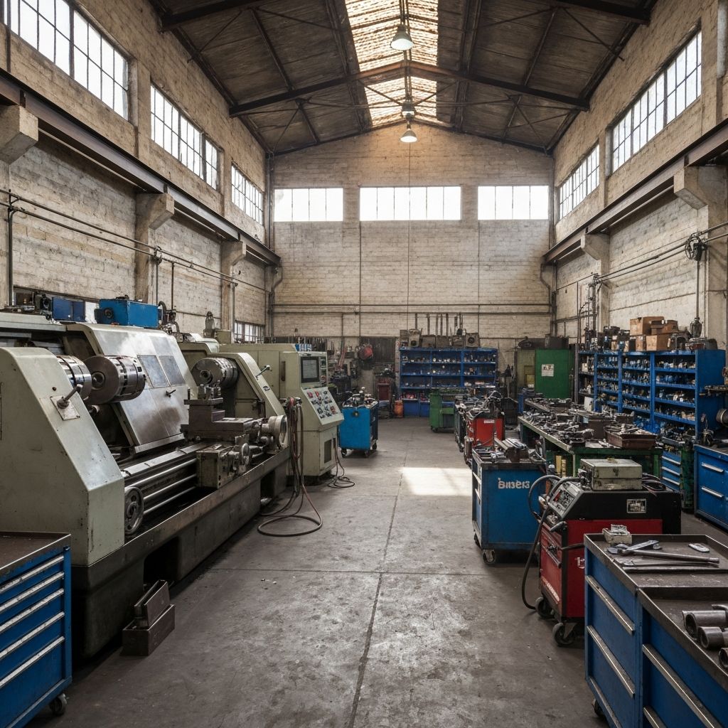 Interior de taller industrial en Chile
