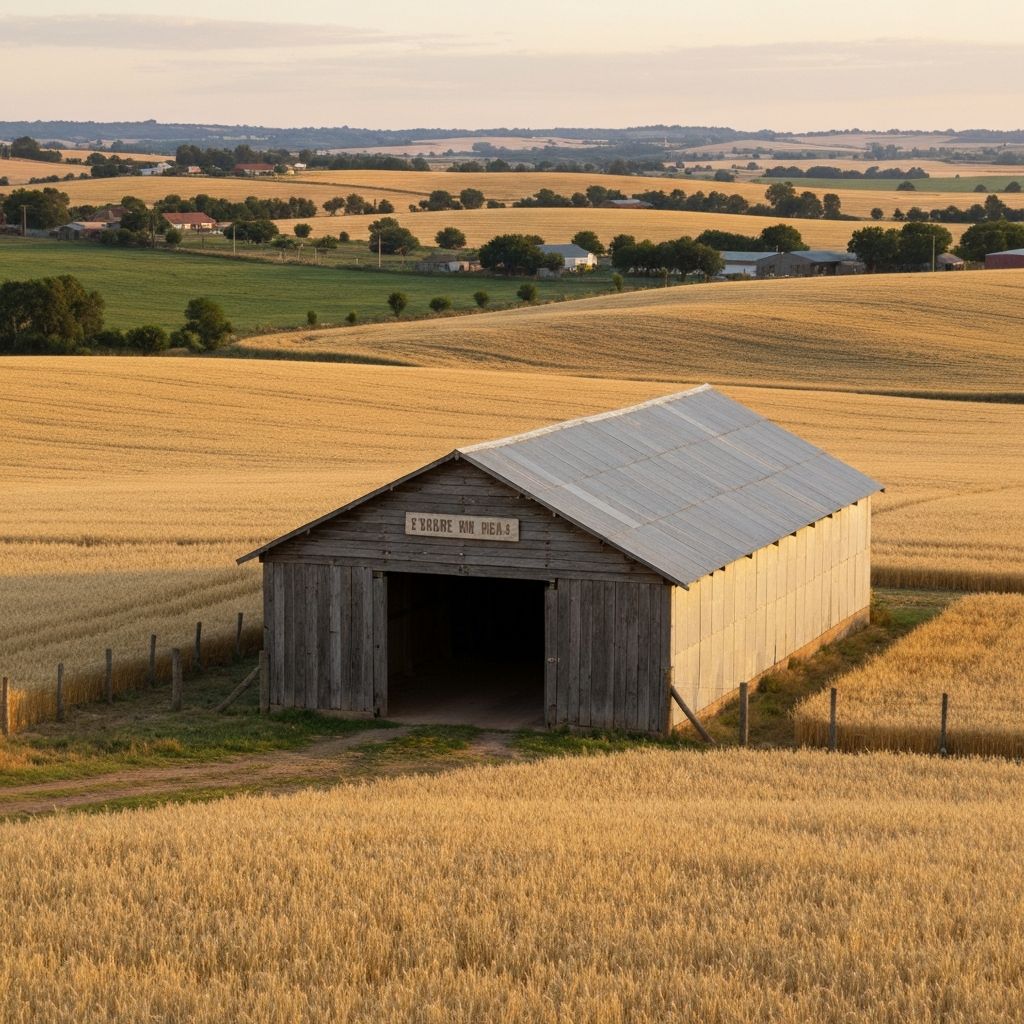 Galpón de almacenamiento rural en Uruguay